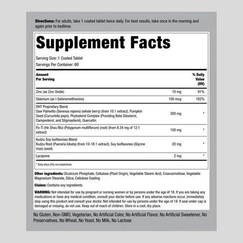 Piping Rock DHT for Men and Women | 60 Tablets | Hair Formula | Non-GMO & Gluten Free Supplement