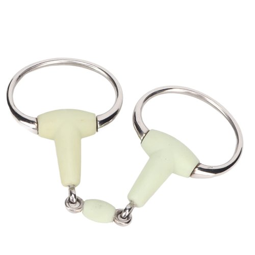 FECAMOS Horse Snaffle Bit, Rubber Wrapped Easy to Control Compact Horse Mouth Bit Apple Flavor Professional for Racing