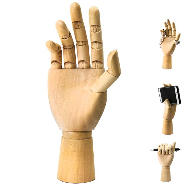 SIS Wood Art Mannequin Hand Model Statue,Sketching,Painting and More Pen Holder/Phone Holder-(Female Hand) 10 inch (Right,10 inch)