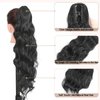 Vexwig Ponytail Extension Long Curly Wavy Claw Clip in Ponytail Hair Extensions Curly Pony Tail Natural Wavy Synthetic Hair piece for Women, (Natural Black 1B#)