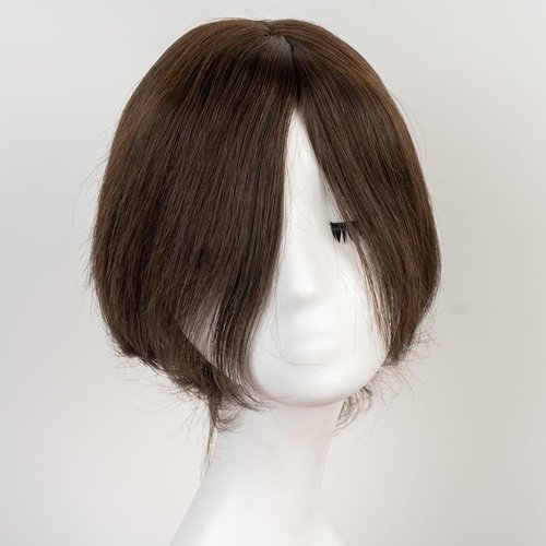 Lilyhair Small Cap Size Natural Scalp Human Hair Wigs With 30% High Heat Friendly Fiber,Short Human Hair Wigs for White Women,Untrimmed Human Wigs for Wig Maker (#1BM#4)