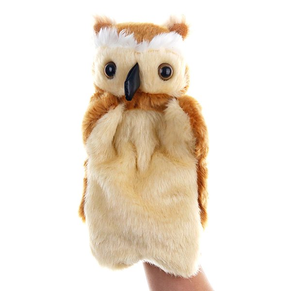 Plush Owl Hand Puppets Birds Stuffed Animals Toys for Imaginative Pretend Play Storytelling Brown