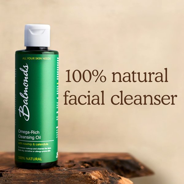 Balmonds - Omega Rich Cleansing Oil - 6.8fl.oz. (200ml) - 100% Natural Cleanser - Soap Free Makeup Remover OIl - Vegan & Cruelty Free - All Skin Types