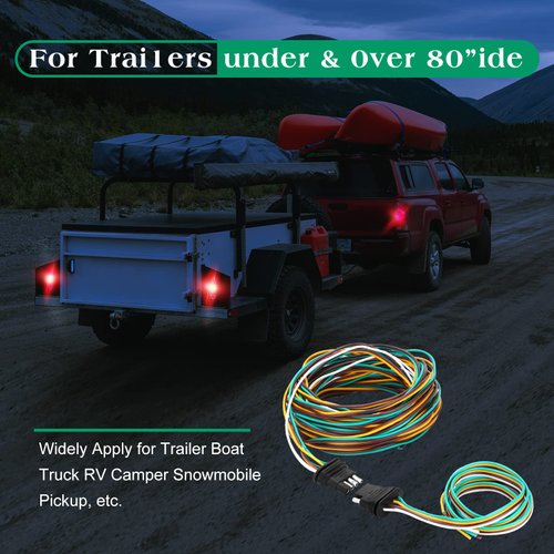 Serlainxin 4 Pin Trailer Wiring, 25ft Trailer Wiring Harness Kit, 18 AWG Color Coded Wires, Trailer Wiring Extension Kit, Corrosion Resistant, 4 Wire 4 Pin Flat for Utility Boat Trailer Lights Wire…