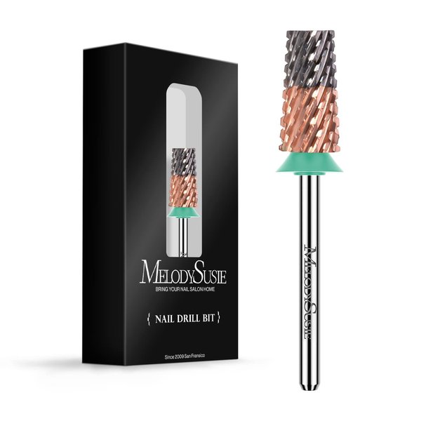 MelodySusie Tapered Barrel Nail Drill Bits, 3/32'' Carbide Tungsten Bits, Suitable for Manicure Pedicure Cuticle Gel Polishing, Technicians Bits, Silver & Rose Gold, Series Bit-S, Coarse