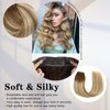 RECOOL Wire Hair Extensions Real Human Hair Balayage Chocolate Brown to Light Brown and Bleach Blonde Remy Invisible Wire Hair Extension Straight Clip in Hair Extensions 20 Inches
