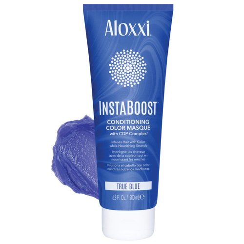 ALOXXI InstaBoost BLUE Color Depositing Conditioner Mask – Instant Temporary Hair Color Dye - Hair Color Masque for Deep Conditioning (True Blue), 6.8 Fl Oz