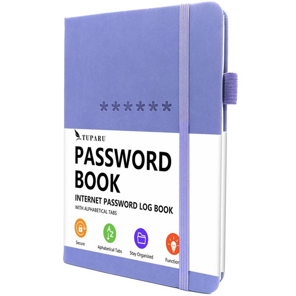 Password Book with Alphabetical Tabs – Hardcover Internet Address & Password Organizer – Password Keeper Notebook for Computer & Website – 5.2 x 7.6" (Lavender)