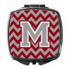 Caroline's Treasures CJ1043-MSCM Letter M Chevron Crimson and Grey Compact Mirror Decorative Travel Makeup Mirror for Women Girls Gifts Pocket Makeup Mirror Folding Handheld