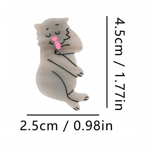 Grey Cat Hair Clips,Cellulose Acetate Hair Clips,Small Hair Clips for Girl,Pack of 2