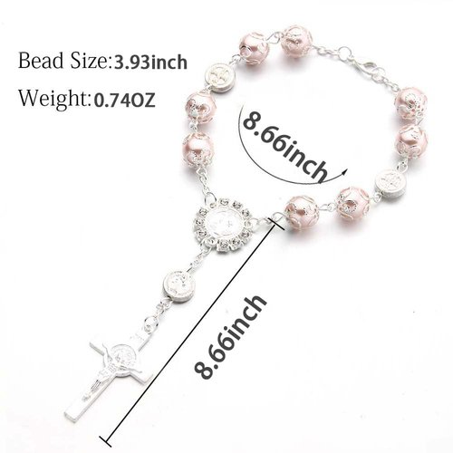 2 Pieces Car Rosary Car Mirror Hanging Accessories,Car Rosary&Cross Pendant Car Interior Accessories,Car Rearview Mirror Hanging Ornament for Mirror Interior Decors(White)