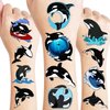 100 PCS Orca Whale Birthday Party Decorations Favors Supplies Sea Ocean Killer Whale Temporary Tattoos Stickers for Kids Cute Gifts School Prizes Rewards