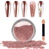 Laza Chrome Nail Powder Mirror Effect Metallic Dust Holographic Glitter Glazed Manicure Decoration Reflective Pigment for DIY Gel Polish Nail Art, Resin Craft, Gifts - Rose Gold