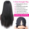 Dixtefo V Part Wigs Human Hair No Leave Out Lace Front Wigs Upgrade U Part Wigs V Shape Wigs Brazilian Virgin Straight Human Hair Wigs for Women 180% Density Natural Black 18Inch