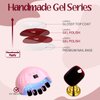 GLAMERMAID Dark Red Press On Nails Extra Short Square, Handmade Jelly Soft Gel Nails Burgundy Fake Nails Short, Glossy Dark Deep Red Stick Glue on Nail for Women Reusable Acrylic Stick on False Nail