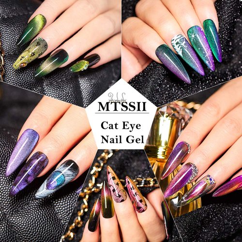 MTSSII Cat Eye Gel Nail Polish Moonstone Cat Eye Chameleon Magnetic Gel Galaxy Cat Eye Nail Polish with Starry Sky Effect 6 Colors Nail Polish Set Manicure Nail Art Gift with 1 Magnet Stick