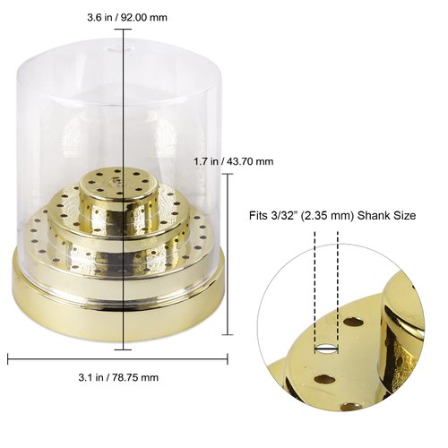 PANA Nail Drill Bit Holder Stand Display Organizer- Dust Proof Storage Container Box Case Tools for Home Use or Nail Salon - (48 Holes, Gold)