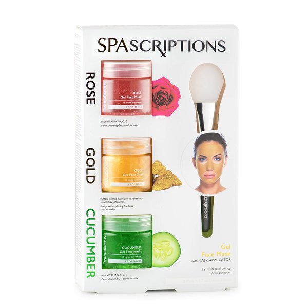SpaScriptions Rose, Gold & Cucumber Gel Face Mask, 1.7 Oz Each