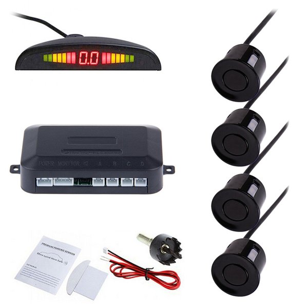 Tiemahun LED Parking Sensors Car Auto Vehicle Reverse Backup Radar System, Sound Warning, Water Resistant Anti-Freeze, 22MM Diameter Sensor 2.3M Cable X68D (Black)
