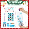 Crtiin 216 Christmas School Stationery Set Xmas Classrooms Exchange Stationery Gifts Kid Prizes Party Favors with Notebooks Pencil Sharpener Eraser Stickers Cards Stamps Treat Bags for Party Supplies