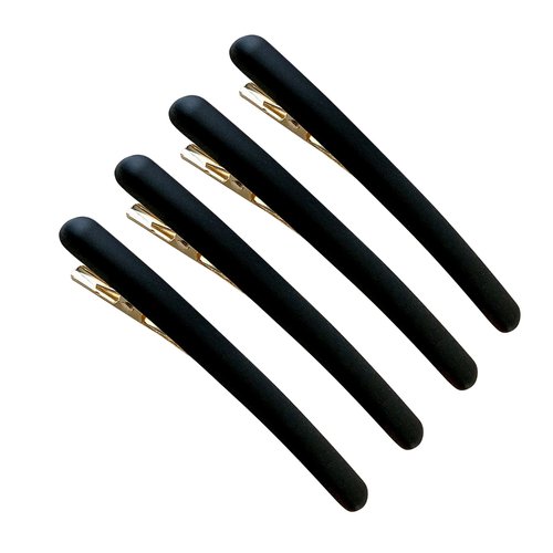 4 Pcs 3.5 Inch Frosted Narrow Metal Spike Alligator Duck bill Hair Clips Bright Duckbill Hair Barrettes Chic Hair Clips for Styling Long Hair (Black)