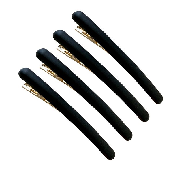 4 Pcs 3.5 Inch Frosted Narrow Metal Spike Alligator Duck bill Hair Clips Bright Duckbill Hair Barrettes Chic Hair Clips for Styling Long Hair (Black)