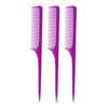 Allegro Combs 61 XL Rat Tail Combs Wide Tooth Comb Detangling Hair Styling Coarse Hair Foiling Thick Back Parting Combs Hairstylist Combs For Women Made In USA 3 Pc. (Frosted Purple)