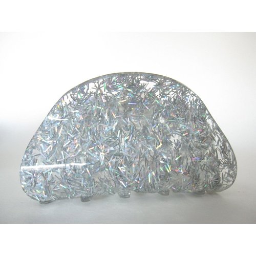 Generic Silver colorful glitter marbled hair claw clip
