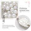 Asooll Pearl Bride Wedding Hair Pins Leaf Bridal Hair Pieces Hair Accessories for Women and Girls (Pack of 3) (Silver)