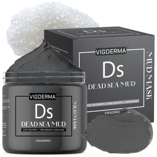 VIGDERMA Dead Sea Mud Mask for Face and Body - Spa Quality Pore Minimizer for Acne, Beauty Face and Skin, Natural Skincare for Women, Men - Tightens Skin, Facial Skin Care Face Mask - 8.8 oz