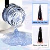beetles Gel Polish 15ML Holographic Glitter Gel Nail Polish Top Coat Silver Mix Glossy Shiny Gel Nail Polish No Wipe Uv Gel Top Coat Polish Nail Decoration Sparkle Manicure DIY Home Salon