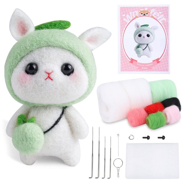 BAGERLA 1 Set Animal Needle Felting Kit, Wool Needle Felting Beginner Kits with Instructions and Needle Felting Basic Tools, Felting Needles, Foam Mat, Key Chains Needle Felting Starter Kit