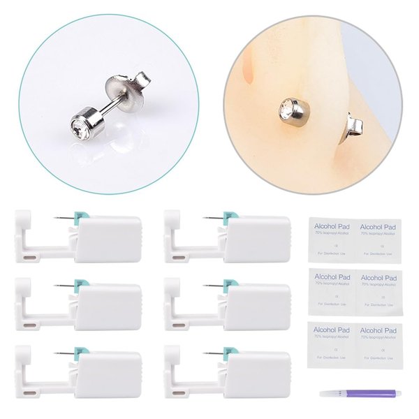 Allox XSHM 6pcs Ear Piercing Kit, Disposable Sterile Ear Piercing Kit Painless Ear Piercing Gun Tool s for Home Salon Piercing