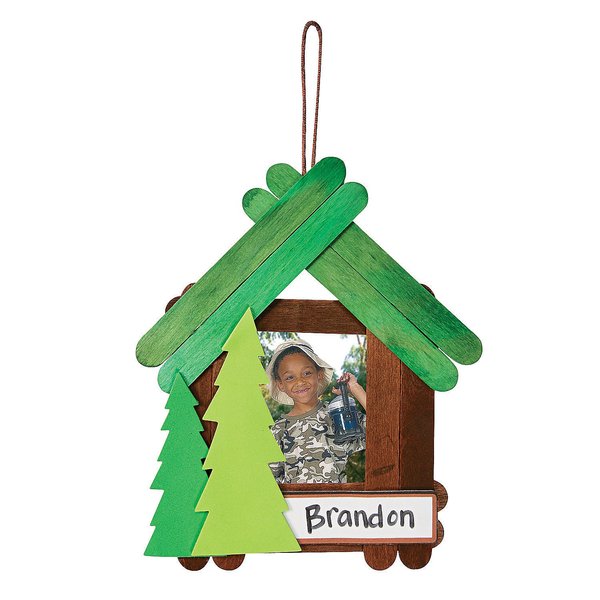 Fun Express Wood Craft Stick Camp Frame Craft Kit - Crafts for Kids and Fun Home Activities - Vacation Bible School Supplies/Decor - Makes 12