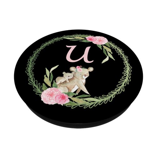 Cell Phone Pop Out Holder,Cute Koala Bear Flower Letter U PopSockets Grip and Stand for Phones and Tablets