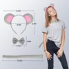 Berjena Mouse Ears Set, Rat Costume Set, Include Mouse Ears Headband Tail and Bowtie, Mouse Costume with Rat Ears for Halloween Costume Cosplay or Party Decoration