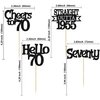 Ephlyn 24Pcs Happy 70th Birthday Cupcake Toppers Glitter Straight Outta 1955 Cupcake Picks Hello 70 Cheers to 70 Years Birthday Cake Decorations for 70th Birthday Anniversary Party Supplies Black