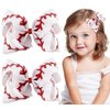 Whaline 2Pcs Baseball Glitter Hair Bow Clips Red and White Baseball Cheer Grosgrain Ribbon Barrettes Alligator Clips Hair Accessories for Girls Teens Toddlers
