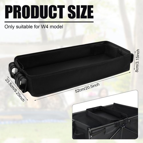 Stroller Tray for Wonderfold W4, 20.5x9.25x3.15 inch Stroller Snack Tray Kids Cup Holder Double Sided Black Stroller Accessories, Leather Sides Easy to Clean, Convenient for Traveling Outdoors