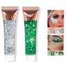 SeleneTenderaes 8 Color Body Glitter Silver & Green Together Face Hair Self Adhesive Gel Accessories Cosmetic Glitter Long Lasting Chunky Sequins Glitters for Eye Lip Nails Gel Festival Rave 46g