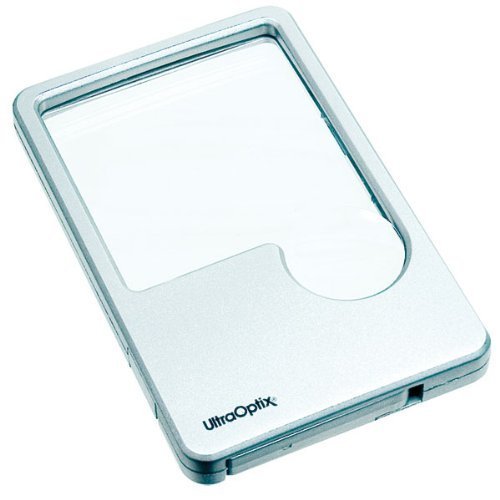 UltraOptix Lighted LED Wallet Magnifying Lens 2x With 6x Insert