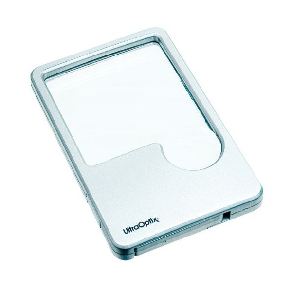 UltraOptix Lighted LED Wallet Magnifying Lens 2x With 6x Insert
