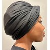 SWIG Swim Turban - Black, Waterproof, Non-Slip, Snug Easy Grab n You Go, Chlorine, Saltwater, UV Defense, Natural Hair Protection Silicone Cap & Bonus Waterproof Travel Tote Beach Bag w/Strap Buckle