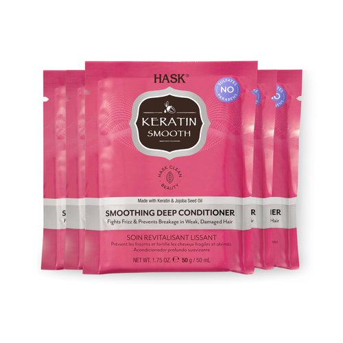 HASK Keratin Smoothing Deep Conditioner Treatments for all hair types, color safe, gluten free, sulfate free, paraben free - Pack of 6