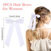 Andibro 3Pcs Hair Clips for Women, Tassel Ribbon Bowknot Hair Clip With Long Tail White Hair Bows Barrettes Hair Accessories(White)