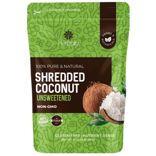 Shredded Coconut Unsweetened, 1 lb. Unsweetened Coconut Flakes, Dried Coconut Shavings, Dry Coconut Shredded, Flaked Coconut Shreds. All Natural, Non GMO, Pure Unsweetened Shredded Coconut 16 oz.