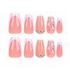 Hkanlre Medium Square Press on Nails Heart Fake Nails Tips Full Cover Pink Valentine's Day False Nails for Women and Girls 24PCS