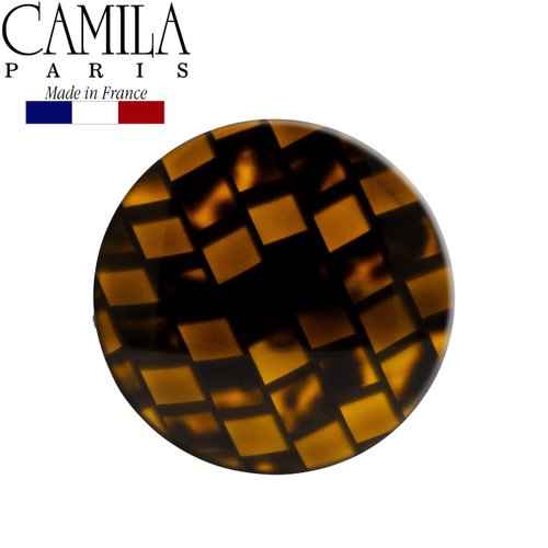 Camila Paris CP2962 French Hair Ponytail Holders Ties, Round, Handmade, Brown, Strong Hold Grip Elastic Band Hair Clips for Women, No Slip and Durable Styling Girls Hair Accessories, Made in France