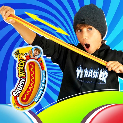 JA-RU Stretchy Hotdog Squishy Toys (1 Fidget Toy) Slow Rising Squishy. Sensory ADHD Squeeze Toy. Stress Relief Toys. Food Squishies for Kids. Bulk Party Favors & Gag Gifts. 5564-1A