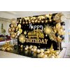 Black and Gold Happy Birthday Backdrop Banner for Women Men Birthday Party Backdrop, Classic Car Happy Birthday Sign Party Decorations Supplies (10X8FT, Polyester)